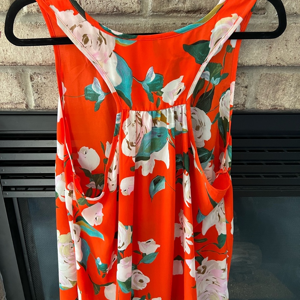 CAbi Manet Orange Floral Sleeveless Top - Picture 2 of 3